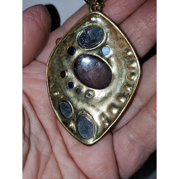 A Victorian Inspired Necklace Rhinestone Brassy Chunky Granny Core Whimsical - Picture 3 of 11